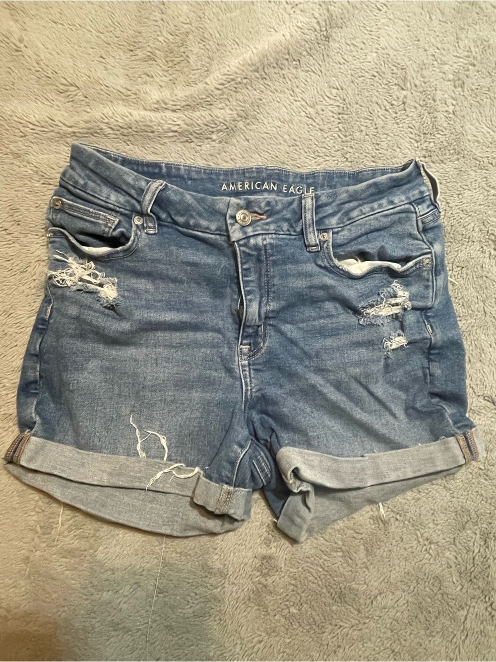 American Eagle Outfitters Women's Distressed Denim Shorts - Blue Size 10